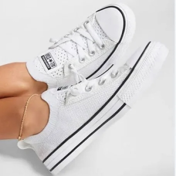 Converse Shoes - Converse Shoreline Low Top White Canvas Sneakers Womens Size 7 Slip On